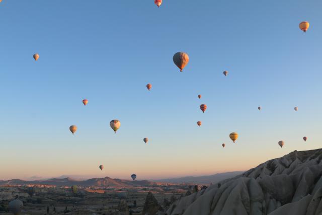 Hot air balloons in the Cappadocia sky